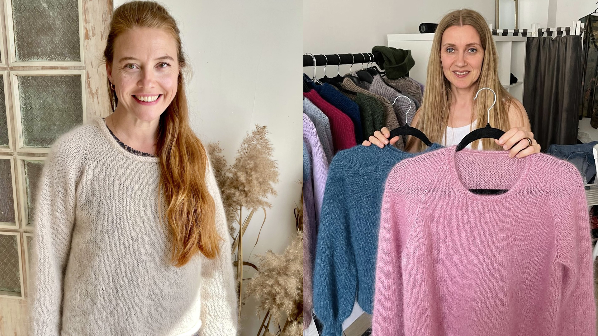 Adītu mohēras džemperu piemēri